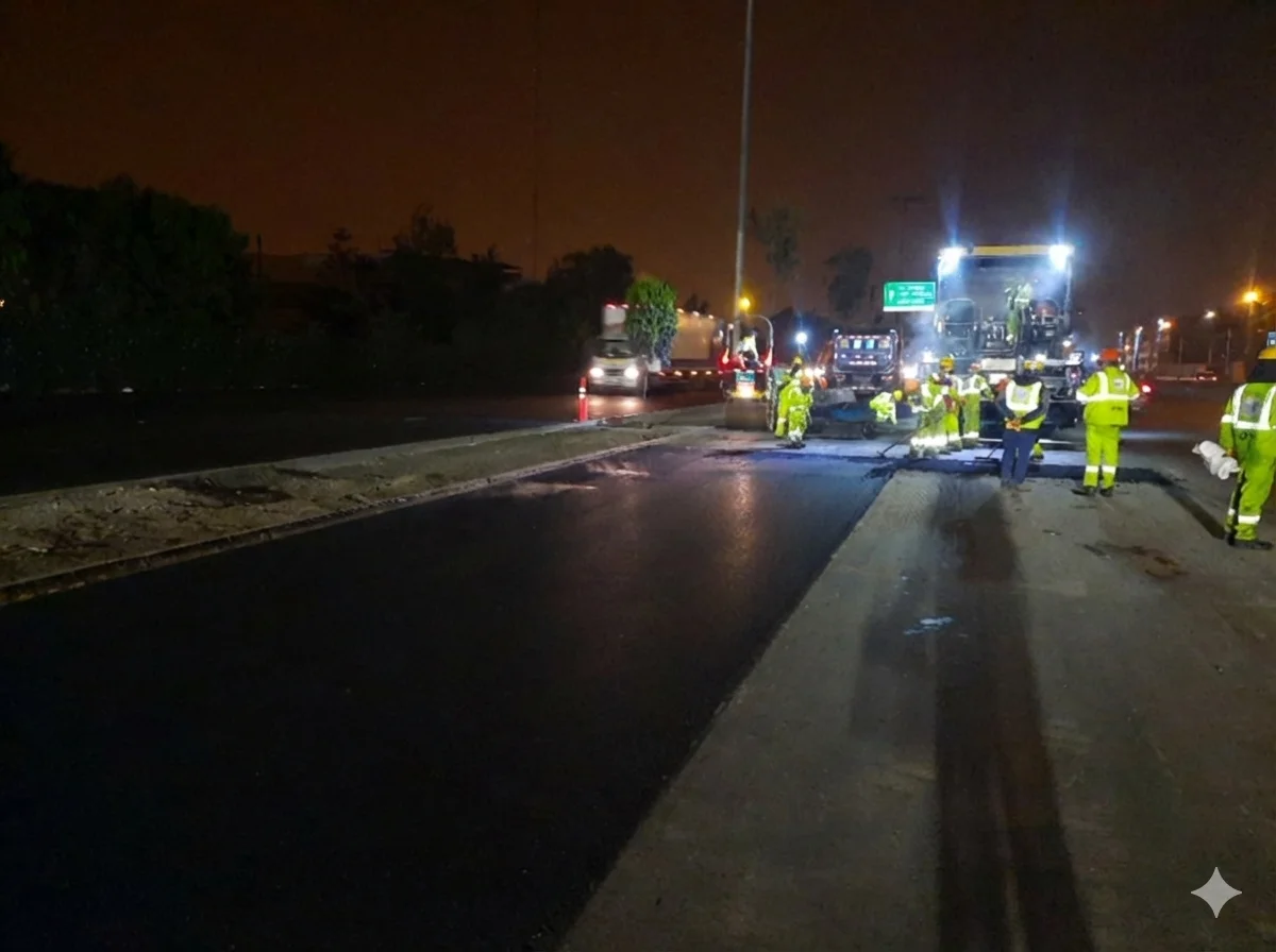 Recapeamento da Panamericana Sur com mistura SMA, Lima, Peru